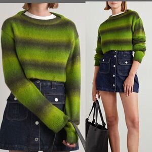 Re/Done Cropped Striped Knit Sweater Ombre Space Dye Wool Alpaca Sz S $395 NWT
